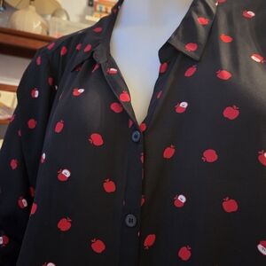 Black Shirt with Red Apple Print